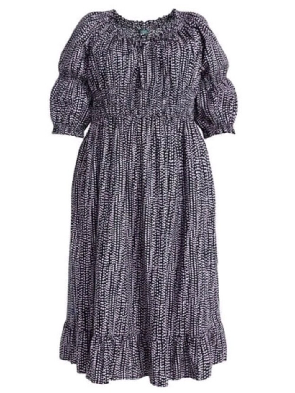 Terra & Sky Black/Lavender Smocked Boho Dress 4X NWOT